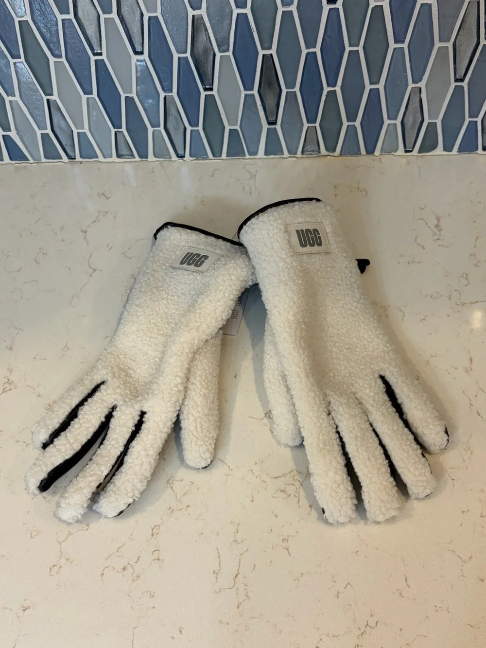 UGG White Sherpa Gloves